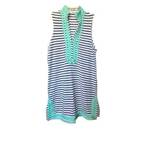 Cabana Life Striped Sleeveless Terry Tunic Size M